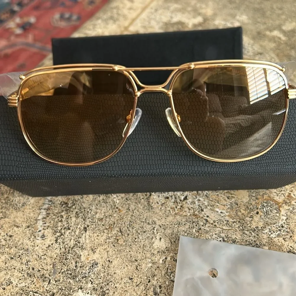 vintage frame company Gold Aviator Sunglasses